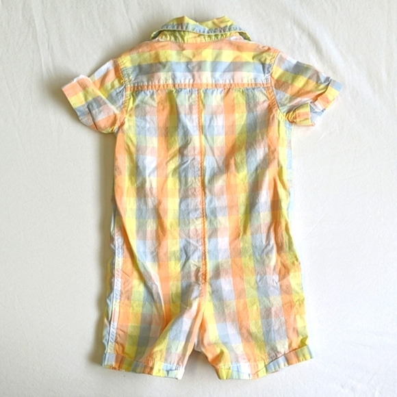 joe fresh pastel picnic gingham romper playsuit with collar 12-18 month baby boy - Picture 6 of 6
